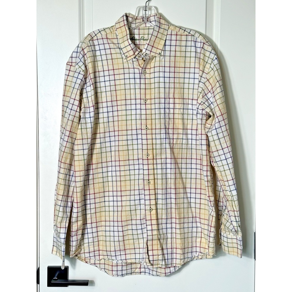 Alan Flusser Mens Plaid Button Down Long Sleeve Shirt Size L‎ Cotton